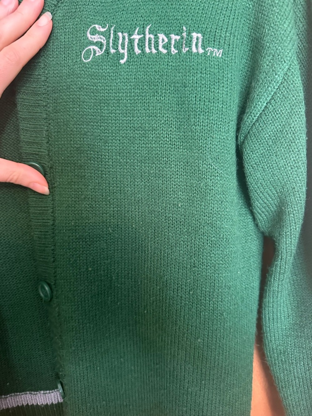 Warner Bros. Harry Potter Slytherin Green Cardigan Sweater small/medium - Picture 4 of 5